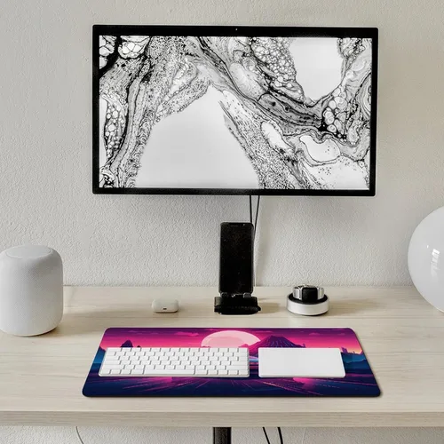 Vista 7 de Large Mouse Pad Synthwave Car Mountain Red Sun Vaporwave Desk Mat Computer Accessories Gaming Office Organizers Supplies Decor Essentials Keyboard