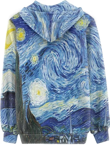 Vista 2 de Irisjudy Color Stripes Zip up Hoodies for Women, Monet Art Sport Sweatshirt Women Ladies Hooded Tops for Spring Fall
