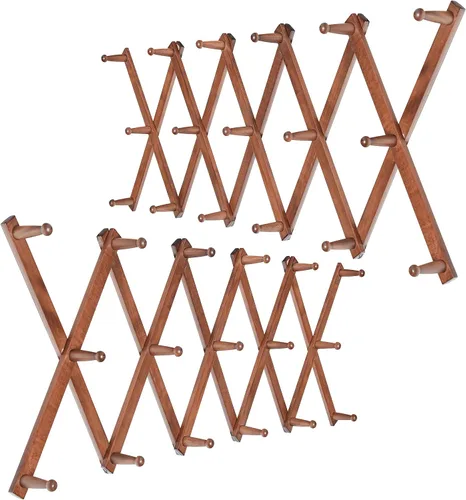 Vista 7 de WEBI Perchero de Pared Acordeón, Perchero de Sombreros de Madera Expandible para Perchero de Abrigos Montado en Pared, Soporte de Ganchos Acordeón