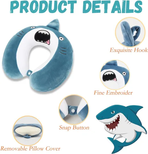 Vista 3 de Linda almohada de cuello para viajes, almohada de cuello para niños con máscara para los ojos para dormir, almohada de espuma viscoelástica