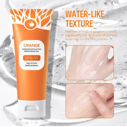 Vista 3 de Gel exfoliante naranja para cara y cuerpo, limpieza profunda de poros, elimina puntos negros, exfoliante facial hidratante exfoliante facial natural