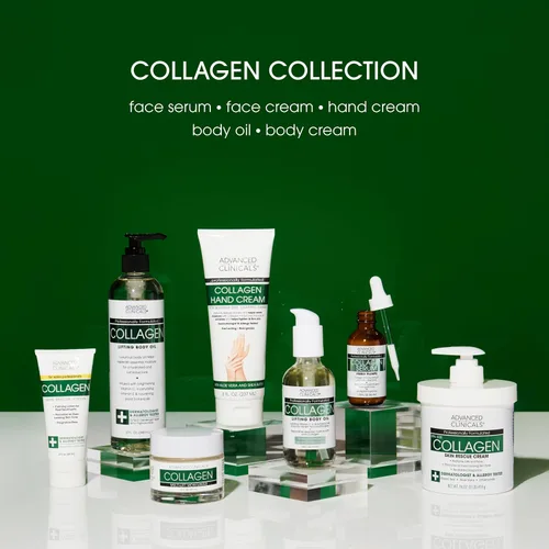 Vista 9 de Advanced Clinicals Crema de colágeno con crema hidratante facial de ácido hialurónico + crema corporal de colágeno, juego de 2 piezas