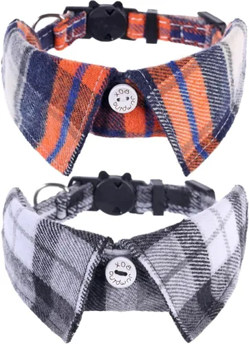 Vista 11 de Juego de 2 collares de gato con corbata de moño y campana para gatito ajustable de seguridad