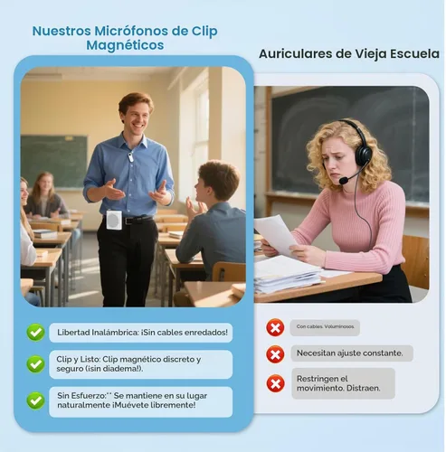 Vista 5 de Amplificador de voz inalámbrico de 15 W con 2 micrófonos magnéticos Lavalier y reducción de ruido, sistema Bluetooth 5.3 PA para profesores, guía