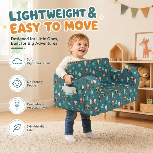 Vista 12 de MOMCAYWEX - Sofá para niños, 2 en 1, plegable, piel de melocotón, color azul