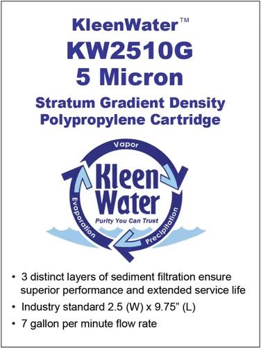 Vista 3 de KleenWater KW2510G - Cartucho de repuesto de filtro de agua para sedimentos de óxido de suciedad, 5 micrones, compatible con WHKF-GD05 FXWTC AP110