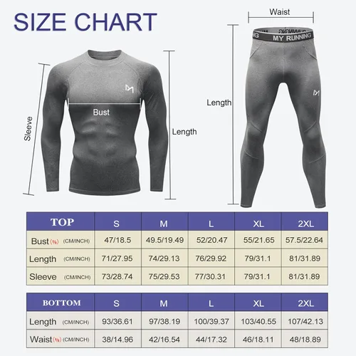 Vista 6 de MEETYOO Ropa interior térmica para hombre, capa base para hombre, 2 juegos largos forrados con capa base de engranajes de caza