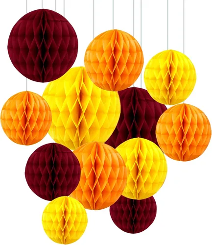 Vista 18 de ZOOYOO 12 bolas de panal de 6 pulgadas y 10 pulgadas para decoración de pompones de papel de seda colgantes para graduación, aniversario, Año Nuevo