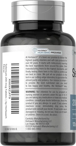 Vista 3 de Horbäach Suplemento de selenio para mujeres y hombres 200mcg 120