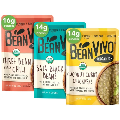 Vista 7 de BeanVIVO - Variedad de 3 paquetes (10 onzas cada uno) - Frijoles negros orgánicos Baja, Chile vegano de tres frijoles, chile chipotle de frijoles