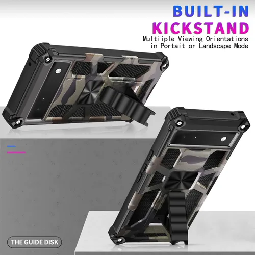 Vista 6 de Funda para Pixel 6A (no para 6 o 6P), con protector de pantalla de vidrio templado 9H, grado militar, soporte con soporte magnético para automóvil
