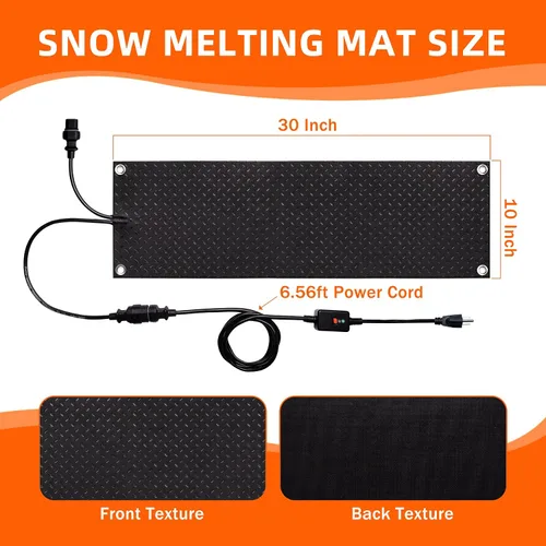 Vista 2 de Alfombrillas para derretir nieve para exteriores, 10 x 30, antideslizantes, eléctricas, calentadas para nieve, tapete de goma calentado con hielo