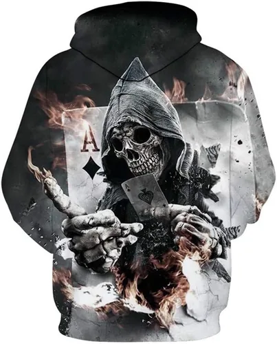Vista 2 de Soul - Sudadera con capucha para hombre con estampado de calavera en 3D