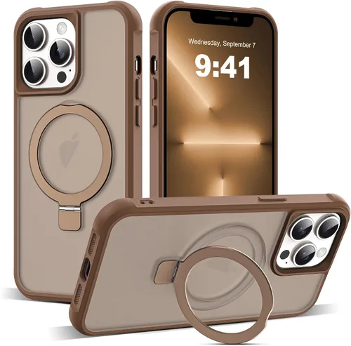 Vista 47 de SKYLMW - Funda compatible con iPhone 11 de 6.1 pulgadas, con soporte magnético invisible tipo anillo, funda translúcida de grado militar, compatible