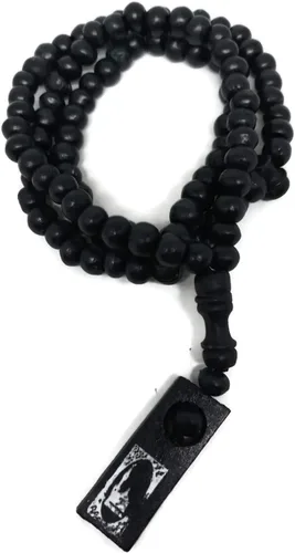 Vista 8 de Tasbih musulmán de madera con 99 cuentas de rosario, Amn081, etiqueta impresa para foto del Islam, oración del Islam, Zikr Misbaha Ramadán, regalo