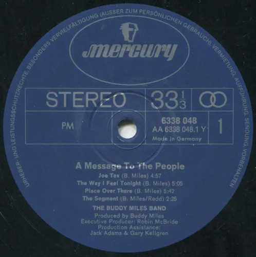 Vista 2 de Buddy Miles - A Message To The People - Mercury - 6338 048