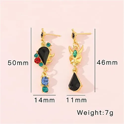 Vista 8 de Juego de anime Genshin Impact Zhongli Keqing Mona - Aretes de joyería de moda para mujeres y niñas Metal Plata tibetana