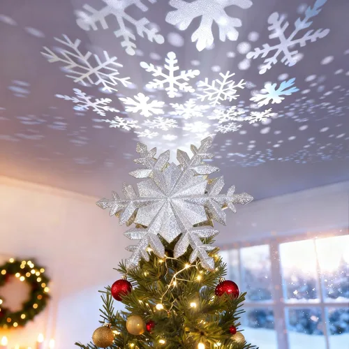 Vista 11 de Proyector de Adorno para Árbol de Navidad 2025 Actualizado con Luz LED Rotativa Brillante y Cobertura Amplia, Ajuste Universal para Árboles