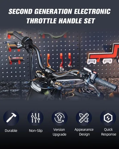 Vista 3 de Sur Ron - Conjunto de tubo de acelerador + empuñaduras, paquete de acelerador eléctrico para moto eléctrica Sur Ron Light Bee X/S, color negro