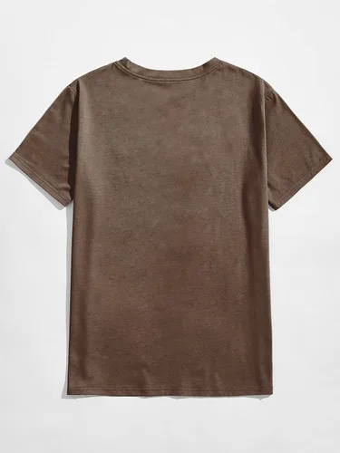 Vista 2 de WDIRARA Camiseta de manga corta con cuello redondo y estampado gráfico de letras para hombre