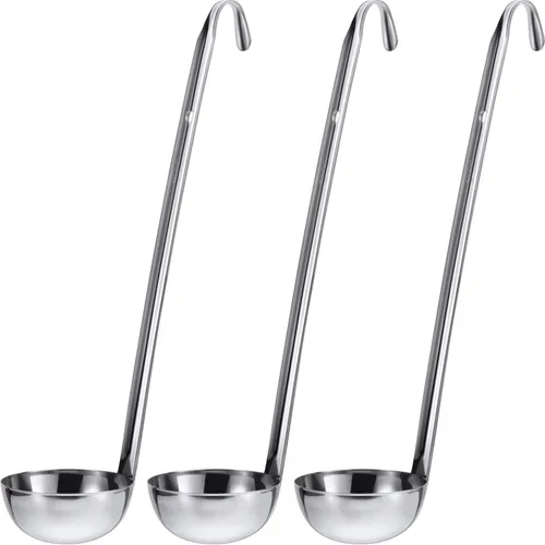 Vista 11 de meekoo 1 Pieza Cucharón de Acero Inoxidable para Sopa con Mango Cucharón con Borde Vertedor para Cocina Cocinando Sopa Salsa (1 oz)