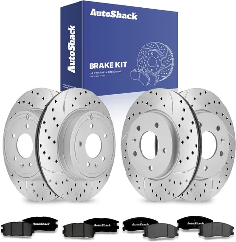 Vista 9 de AutoShack Kit de Rotores de Freno Delanteros y Traseros con Pastillas de Freno Cerámicas de Reemplazo para Saturn Vue, Pontiac Torrent, Suzuki XL-7