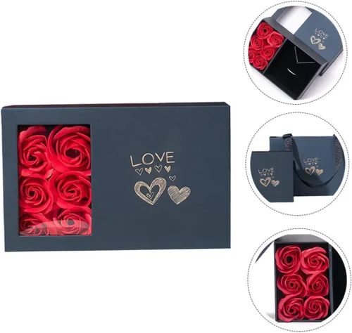 Vista 2 de ABOOFAN 1 juego de caja collar de flores joyas joyas bolsas de regalo de papel especial bolsa de regalo de fieltro rosa caja de regalo manual caja