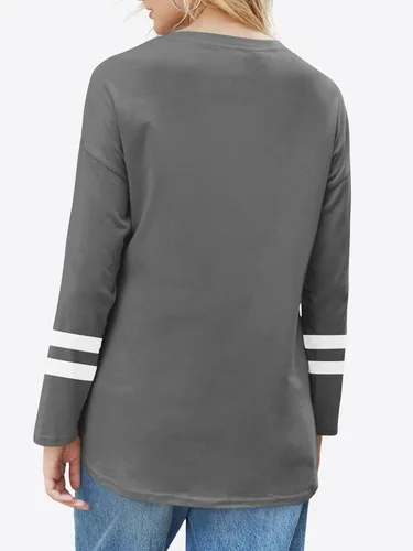 Vista 68 de Fisoew Camisetas de manga larga para mujer, holgadas, casuales, con cuello redondo, blusa suave