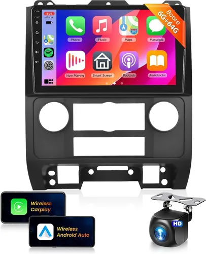 Vista 12 de 【HiFi 2G+64G】 Radio de coche para Ford Escape/Kuga/Mazda Tribute 2007-2012 Estéreo con CarPlay inalámbrico, Android Auto, pantalla táctil HD IPS