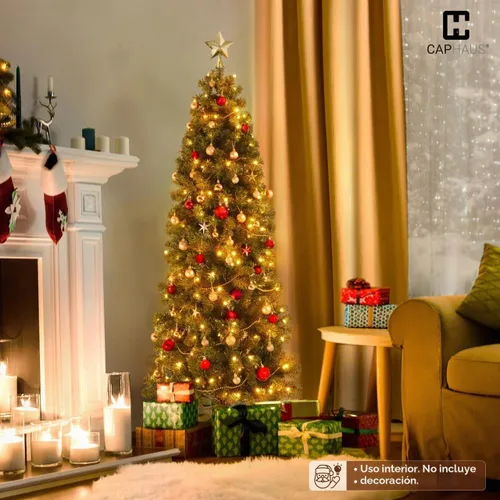 Vista 8 de Fencer Wire Árbol de Navidad Artificial Preiluminado Tipo Lápiz de 6 Pies con 250 Luces LED, Árbol de Navidad Delgado Premium con 618 Puntas