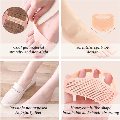 Vista 3 de Almohadillas metatarsianas para mujeres y hombres, paquete de 8 cojines para aliviar el dolor de pies, almohadillas de panal para el neuroma