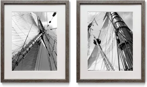 Vista 16 de Renditions Gallery Antique Coral in Navy (1) 2 Piece Framed Artwork Set, Underwater Ocean Themed Pair, Blue, Modern Distressed Silver Frame, White