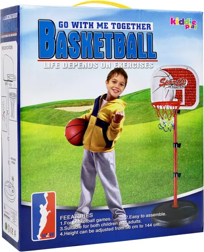 Vista 5 de Kiddie Play - Juego de aro de baloncesto para niños con 3 bolas Soporte de altura ajustable de 2 a 4 pies para jugar en interiores y exteriores