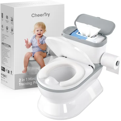 Vista 9 de CheerTry Inodoro de Entrenamiento para Niños Pequeños 2 en 1 - Silla de Baño Más Grande y Asiento de Entrenamiento Desmontable para Niños y Niñas