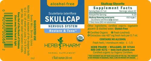 Vista 9 de Herb Pharm Skullcap, Extracto de hierbas líquido sin alcohol: hierba tradicional relajante Skullcap, apoyo mental tranquilo Sin azúcar, sin OMG