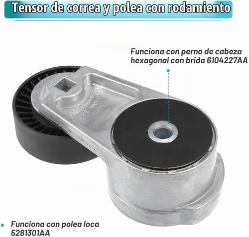 Vista 6 de X AUTOHAUX Conjunto automático de polea tensor de correa para Dodge Charger Journey para Ram 1500 C/V para Jeep para Chrysler 200 300 para VW NO.
