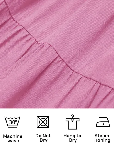 Vista 4 de ZESICA Vestido corto bohemio de verano para mujer, con cuello cuadrado, manga abombada, hombros descubiertos, fruncido, escalonado, casual