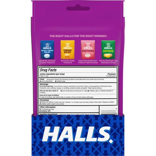 Vista 12 de HALLS Gotas de garganta calmantes para la garganta, 12 bolsas de 25 (300 gotas en total)