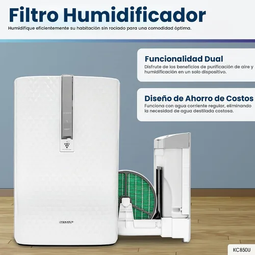 Vista 10 de Sharp KC-850U, purificador de aire Plasmacluster con función humidificadora