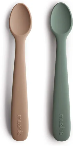 Vista 10 de mushie Cucharas de silicona para bebés Paquete de 2 (rubor/arena cambiante)