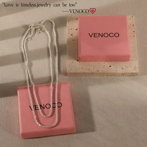 Vista 6 de VENOCO Collar de oro en capas para mujer, delicado collar de eslabones de cadena de clip minimalista, gargantilla de espiga de espiga, collar