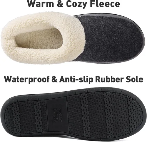 Vista 4 de Vonmay - Pantuflas de lana suave con plantilla de memory foam acolchada para usar dentro o fuera de casa