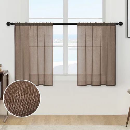 Vista 7 de MRTREES Cortinas transparentes de Aqua Blue, para cocina, de 36 pulgadas de longitud, cortinas transparentes de gasa con filtro de luz, cortinas