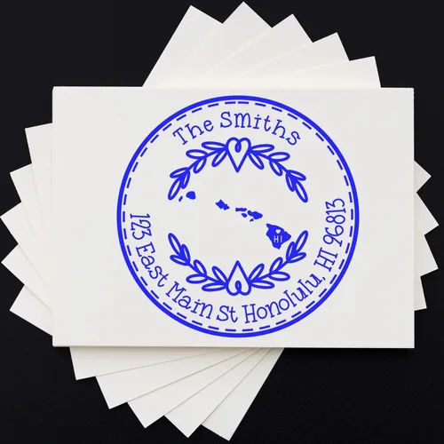 Vista 231 de Alabama State Wreath - Sello de sello de dirección personalizado para invitaciones de fiesta, tarjetas de vacaciones y decoración del hogar Sello