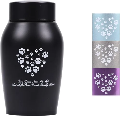 Vista 8 de Urnas de Acero Inoxidable para Mascotas, Urnas de Tamaño Adecuado para Cenizas de Mascotas (Mediano, Negro)