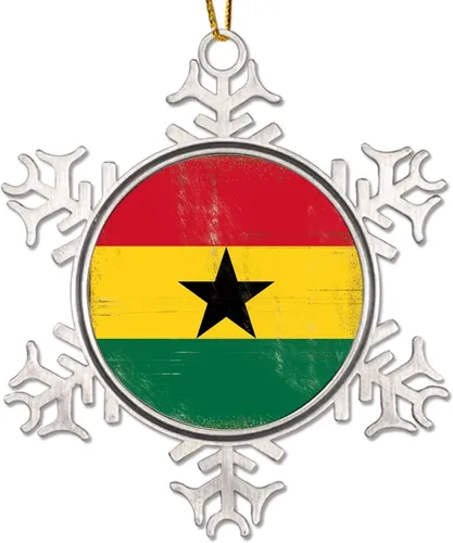 Vista 13 de Adorno colgante de Navidad de Gabón, bandera de Gabón, regalo de vacaciones, copo de nieve de metal, adorno para árbol de Navidad, bandera nacional