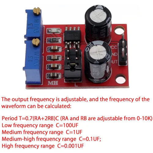 Vista 4 de 4 unids NE555 frecuencia de pulso onda cuadrada onda rectangular módulo generador de señal de motor paso a paso módulo conductor DC 5V ~ 15V