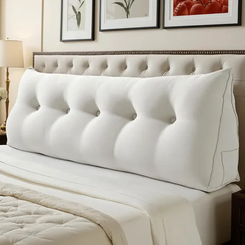 Vista 24 de WOWMAX Almohada ergonómica para cabecero para cama de tamaño matrimonial, almohadas tapizadas multifuncionales para cabecero, tableros portátiles