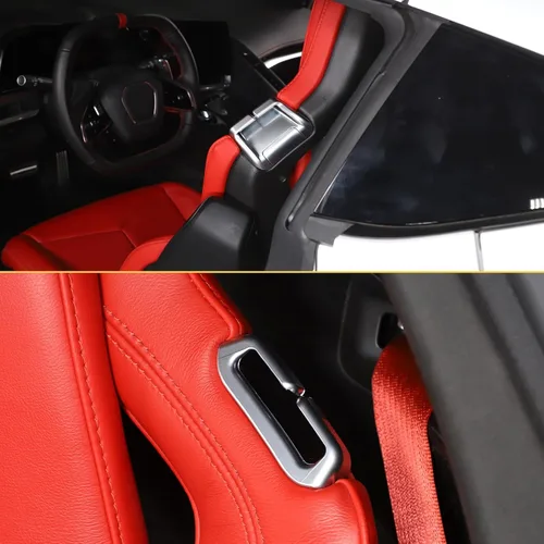 Vista 7 de Kit de cubierta decorativa de hebilla para cinturón de seguridad compatible con Chevrolet Corvette C8 2020-2023, accesorios de repuesto para hebilla
