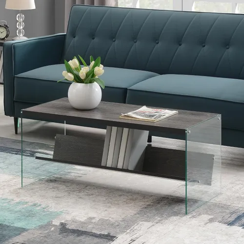Vista 2 de Convenience Concepts SoHo - Mesa auxiliar, gris desgastado/vidrio Gris(Weathered Gray)
